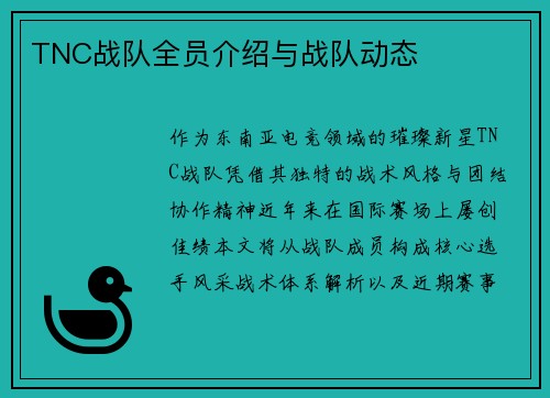 TNC战队全员介绍与战队动态